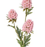 Clavel chino de 3 ramas con 3 flores (2x 8*5 cm, 1x 6*5 cm) y 6 hojas, 77 cm
