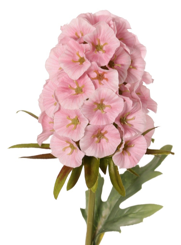 Dianthus (Chinese carnation) 3x branched with 3 flowers (2x 8*5 cm, 1x 6*5 cm) & 6 leaves, 77 cm