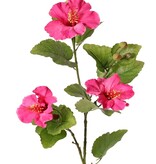 130721DR - Hibiskus (Chinesische Rose) 2x verzweigt mit 4 Blüten, 6 Kunststoffknospen & 13 Blättern, 80 cm