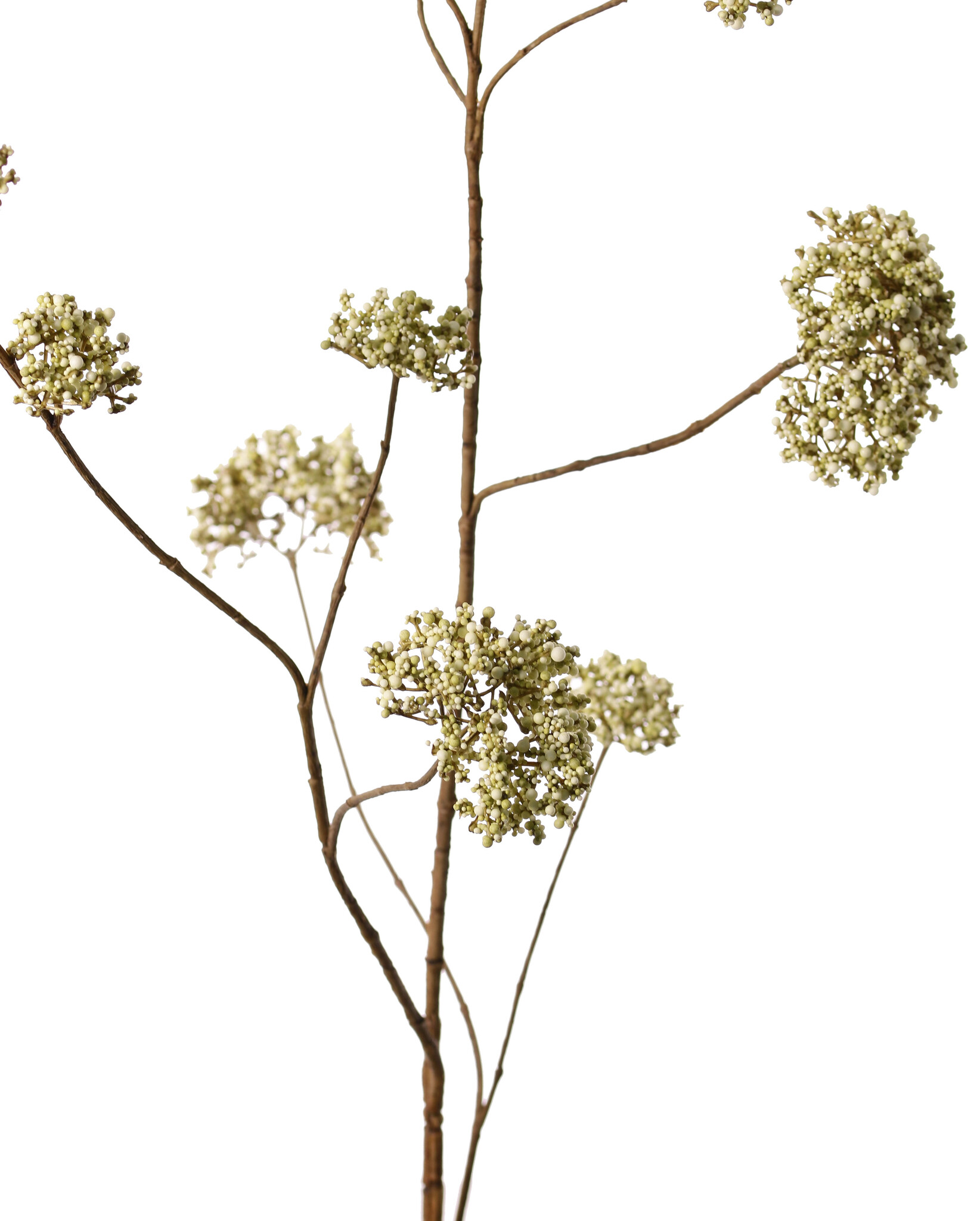 Viburnum berry branch x3, with 12 berry tufts (foam), plastic brown stem, 120 cm