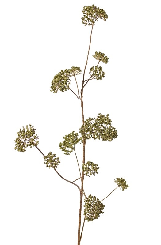 Viburnum berry branch x3, with 12 berry tufts (foam), plastic brown stem, 120 cm