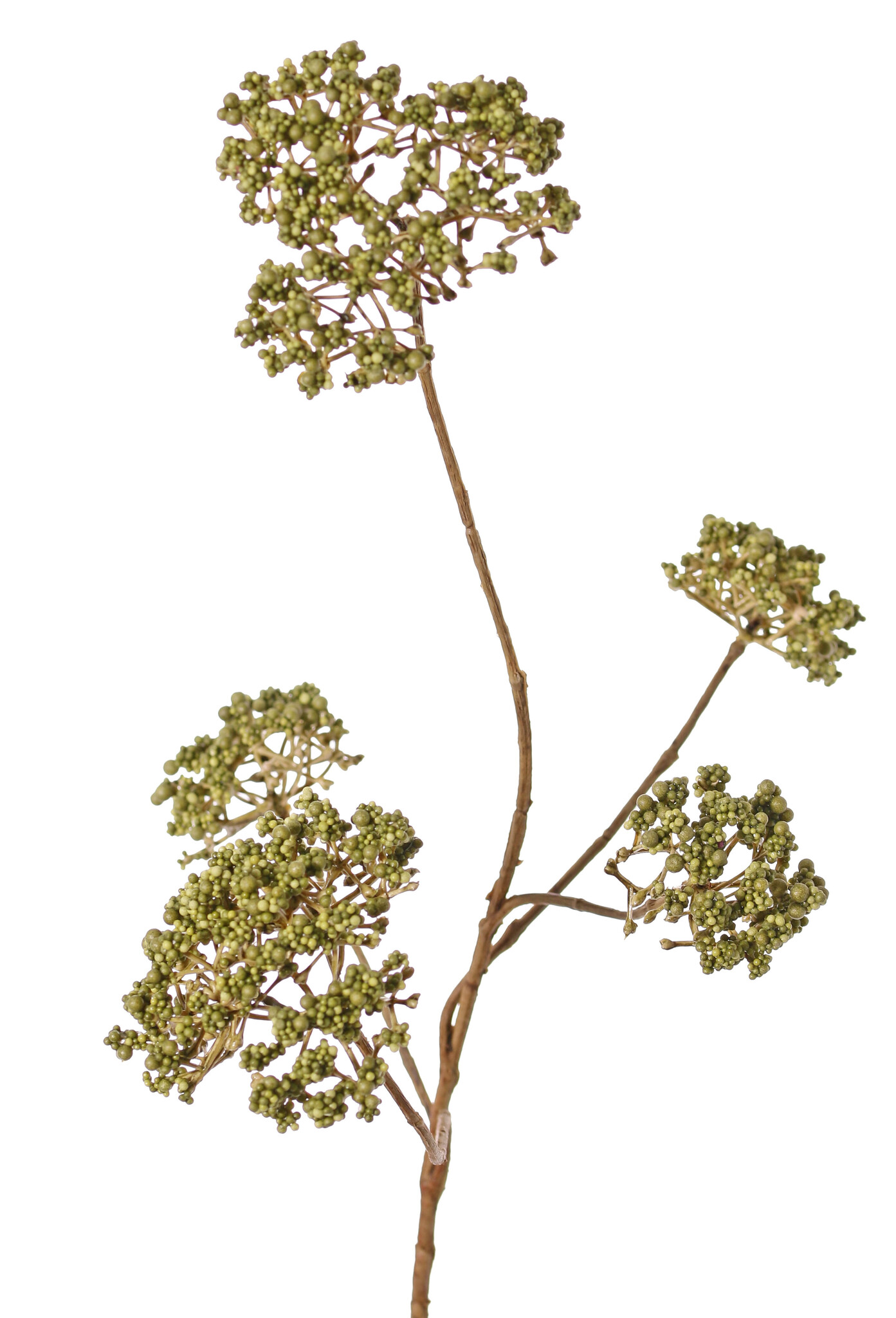 Viburnum berry branch x3, with 12 berry tufts (foam), plastic brown stem, 120 cm