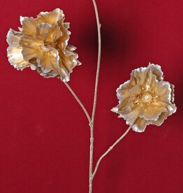 Mohnblumenzweig mit 2 Blüten (Ø 11 cm x 9 cm) und 1 Knospe, 'Light Metallic', 73 cm