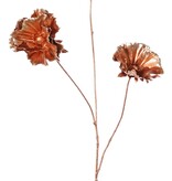 Papavertak met 2 bloemen (Ø 11 cm & 9 cm) & 1 knop, 'Light Metallic', 73 cm