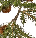 Rama de pino (Picea) con 17 haces de agujas de plastico (51 ramas) y 3 conos de plastico, 86 cm