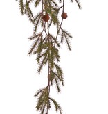 Guirnalda de Picea, 4 ramas, 60 manojos de agujas (180 ramas) y 8 conos de plástico, 132 cm
