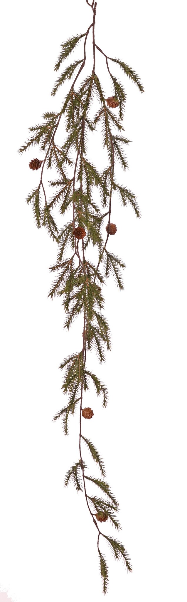 Guirnalda de Picea, 4 ramas, 60 manojos de agujas (180 ramas) y 8 conos de plástico, 132 cm