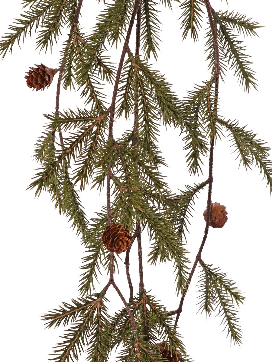 Sparreslinger (Picea) 4x vertakt, 60 bundels naalden ( 180 takjes) & 8 plastic cones, 132 cm