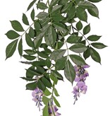 Wisteria (Blauwe regen) met 2 clusters bloemen & 126 bladeren,90 cm, brandvertragend
