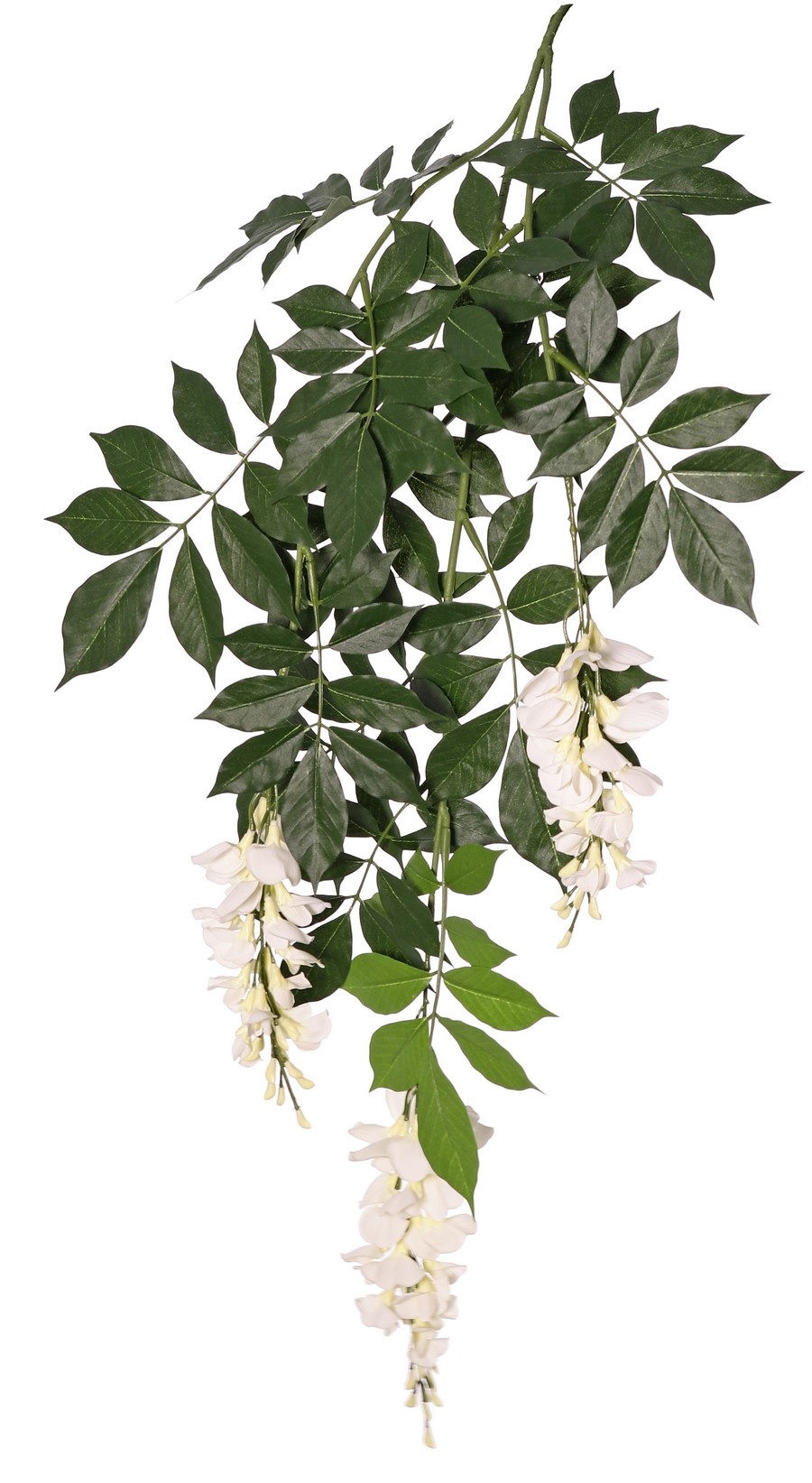 Glicina (lluvia azul) con 2 espigas florales, 126 hojas, 90 cm, ignífuga