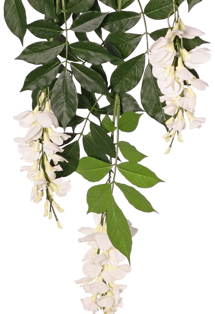 Wisteria (Blauwe regen) met 2 clusters bloemen & 126 bladeren,90 cm, brandvertragend