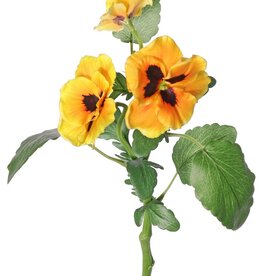 Las violetas (Viola), 3 flores, (2x Ø 6 cm, 1x Ø 4 cm), 1 capullo & 12 hojas, 35 cm