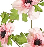 Rama de anémona (anémona) x 3 con 3 flores (2x 10cm/ 1x 8 cm), cada una con 3 sépalos, 75 cm