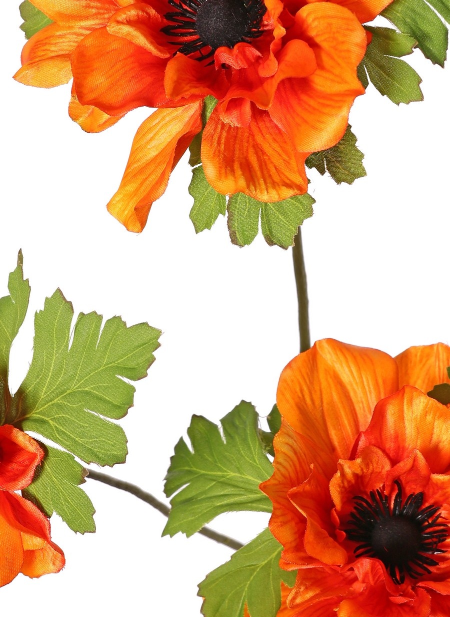 Anemonenzweig (Anemone) x 3 mit je 3 Blüten (2 x 10 cm / 1 x 8 cm), jeweils mit 3 Kelchblättern, 75 cm