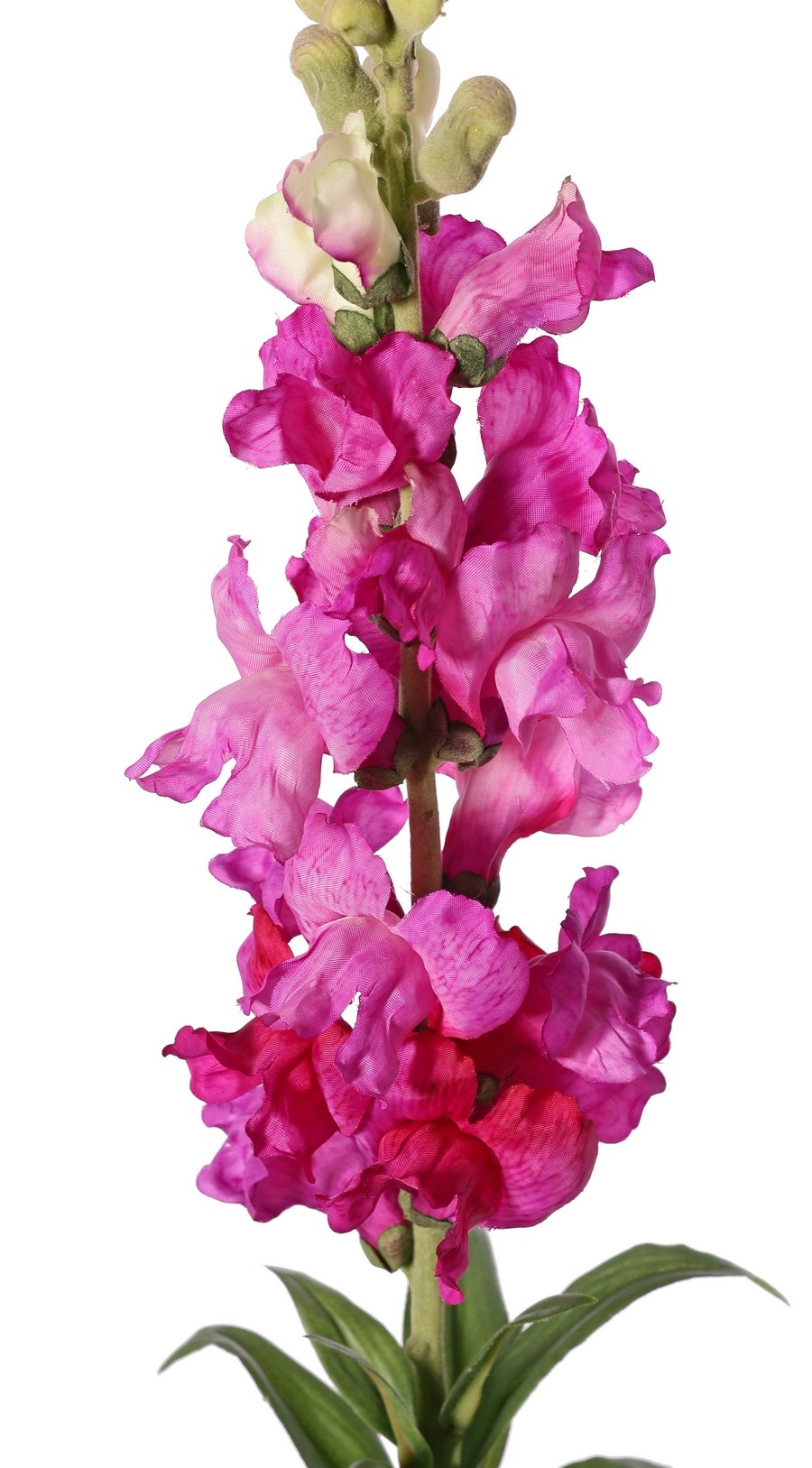 Snapdragon (Antirrhinum) XL with 17 polyester flowers, 16 flocked buds & 8 leaves, 93 cm