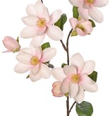Rama de magnolia (árbol de castor) XL, flores grandes, 4 flores, 3 capullos, 3 brotes y 8 hojas, 91 cm