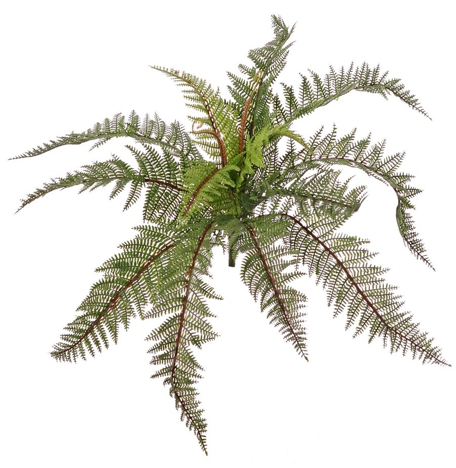 Helecho acicular (Polystichum) con 13 hojas y 2 brotes, totalmente plástico, 58 cm