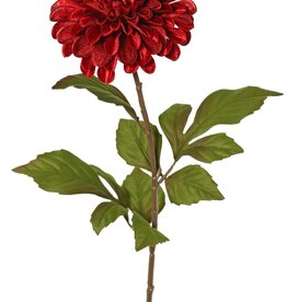 Dahlia Ø 13 cm, terciopelo 'Glamour' con 3 juegos de hojas, 58 cm