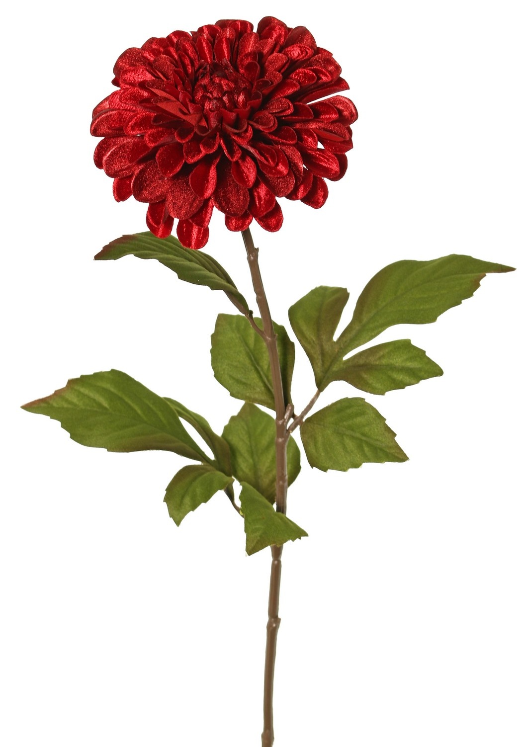 Dahlia Ø 13 cm, terciopelo 'Glamour' con 3 juegos de hojas, 58 cm