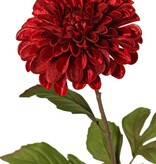 Dahlie Ø 13 cm, Samt, 'Glamour' mit 3 Blattsets, 58 cm