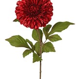 Dahlia Ø 13 cm, fluweel 'Glamour' met 3 bladsets, 58 cm