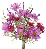 Mixed bouquet x17 with Cosmos, lavender 9x, chrysanthemum 6x and tea leaf 3x, 45 cm, hand-tied