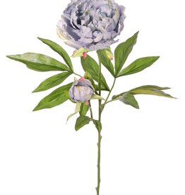 Peony 'Beauty in bloom' 1 flower (Ø 9 cm), 1 bud (Ø 3 cm) & 19 leaves, 66 cm - RECYCLED