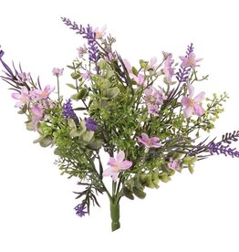 Lavendel mixboeket x7 met Lavendel, wilde bloesem, eucalyptus & gypsophila, 28 cm