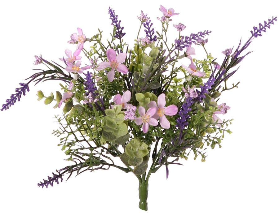 Lavender Mix Bouquet x7 with Lavender, Wildflowers, Eucalyptus & Gypsophila, 28 cm