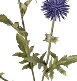 Globe Thistle (Echinops) with 3 round flowers Ø 5 cm, 9 polyester & 6 plastic leaves, 76 cm