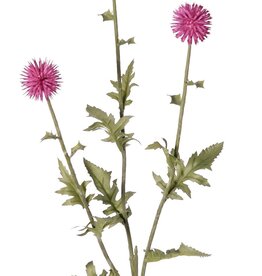 Kugeldistel (Echinops) mit 3 runden Blüten (Ø 5 cm), 9 Polyester- und 6 Kunststoffblättern, 76 cm