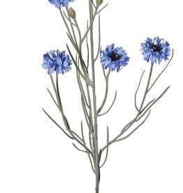 Kornblume (Centaurea cyanus) mit 5 Blüten (Ø 4 cm) und 2 Kunststoffknospen, 29 Kunststoffblättern, 66 cm
