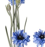 Kornblume (Centaurea cyanus) mit 5 Blüten (Ø 4 cm) und 2 Kunststoffknospen, 29 Kunststoffblättern, 66 cm