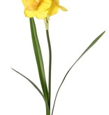 Narcissus, 1 stem with 3 polyester flowers & 3 leaves, 56 cm