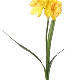Narcis (Narcissus), 1 steel met 3 polyester bloemen & 3 bladeren, 56 cm