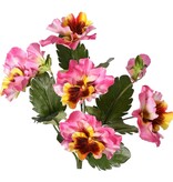 Violeta, Viola, de 5 ramas, con 5 flores, 2 capullos y 11 hojas, 27 cm