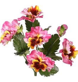 Violeta, Viola, de 5 ramas, con 5 flores, 2 capullos y 11 hojas, 27 cm