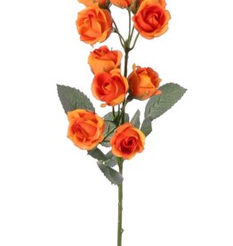 Mini rose, 2x branched with 10 small roses (ø 2 cm) & 8 petals, 35 cm RECYCLED