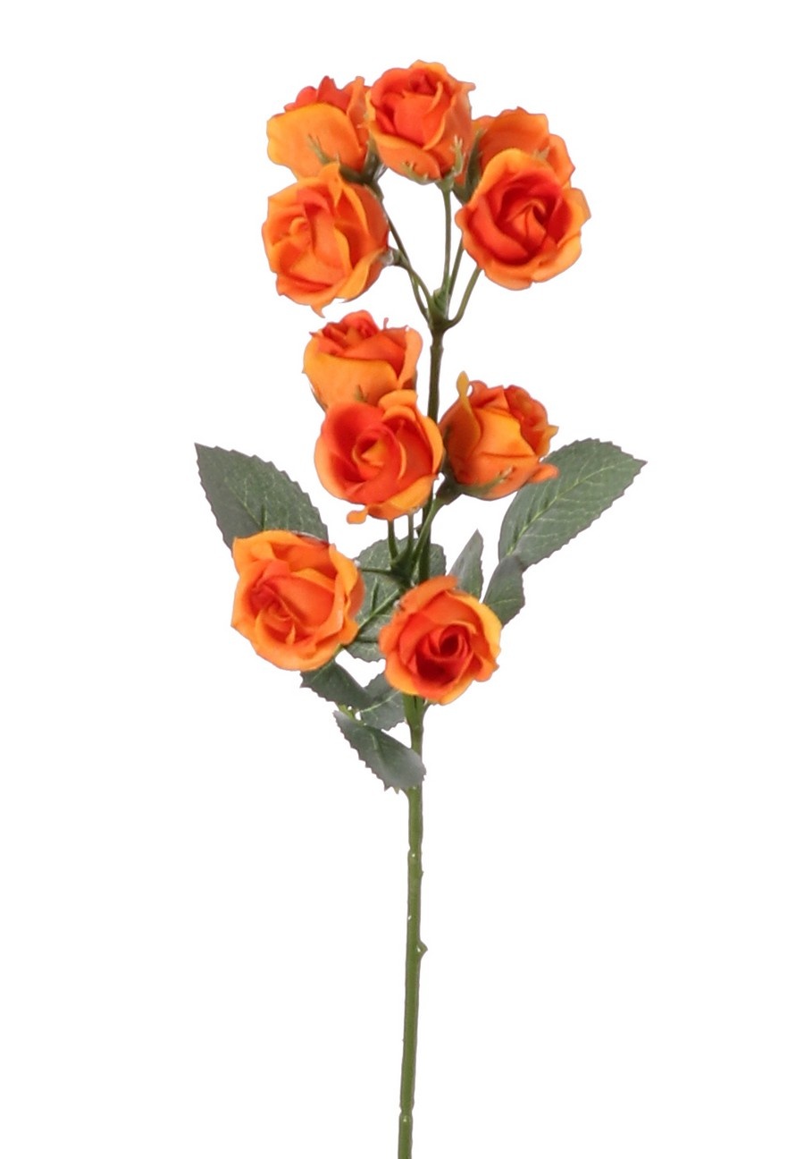 Mini rosa, 2x ramificada con 10 rosas pequeñas (ø 2 cm) y 8 pétalos, 35 cm RECICLADO