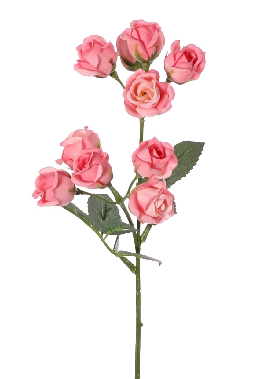 Minirose, 2-fach verzweigt mit 10 kleinen Rosen (ø 2 cm) und 8 Blütenblättern, 35 cm, recycelt