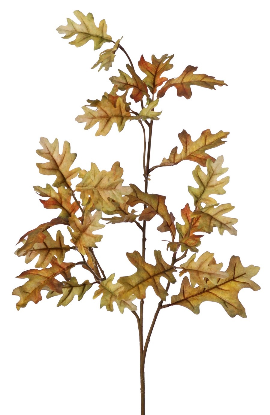 Eikentak (Quercus robur) 3x vertakt met 31 polyester bladeren, 83 cm, RECYCLED