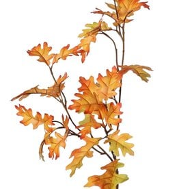 Rama de roble (Quercus robur) 3x ramificada con 31 hojas de poliéster, 83 cm, RECICLADA