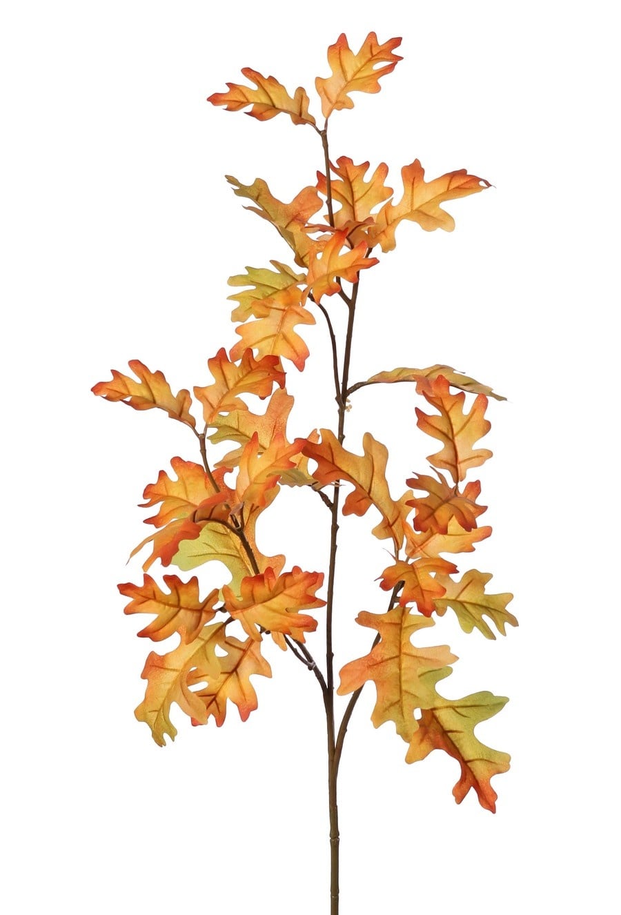 Oak branch (Quercus robur) 3x branched with 31 polyester leaves, 83 cm, RECYCLED