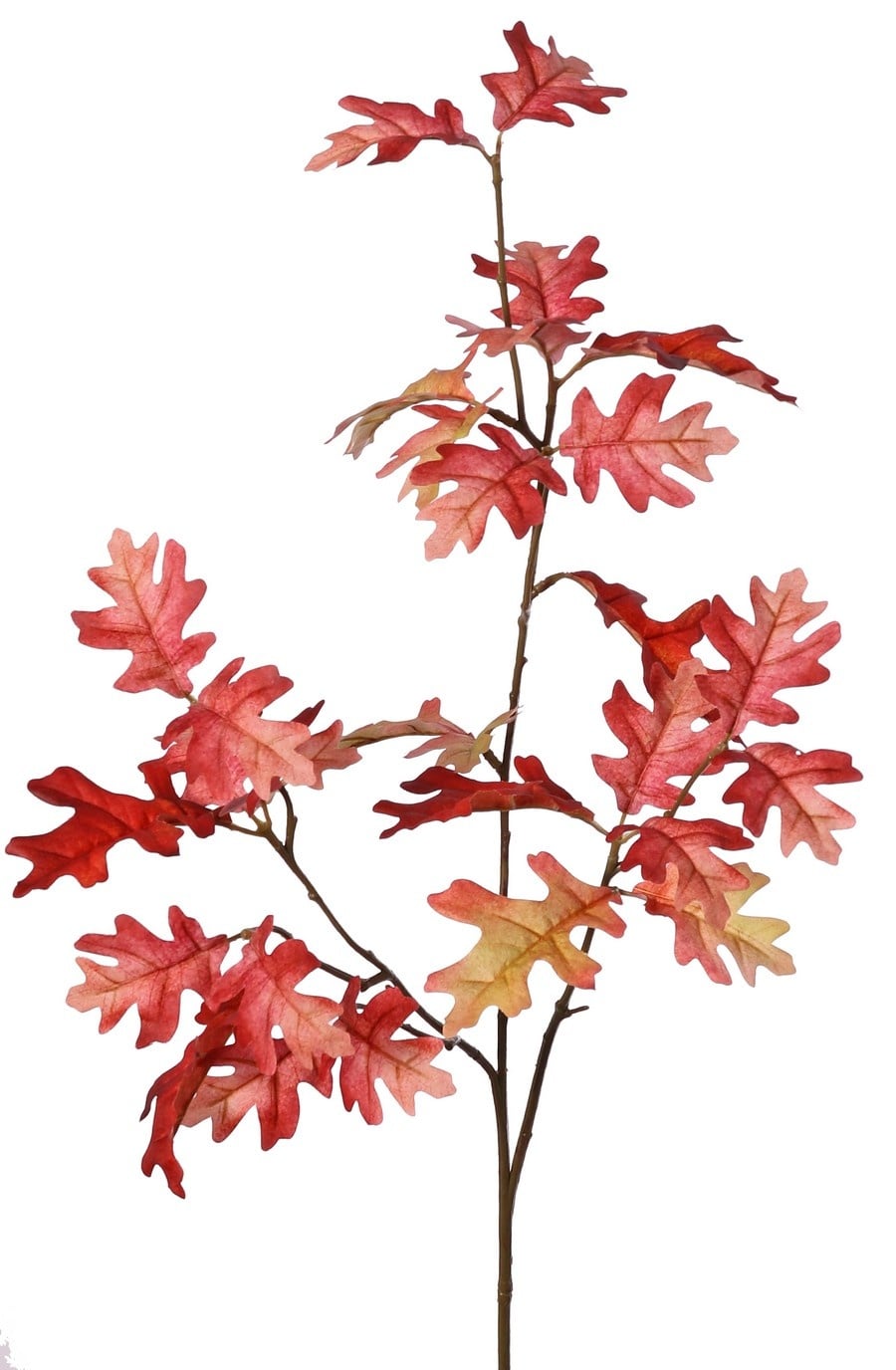 Oak branch (Quercus robur) 3x branched with 31 polyester leaves, 83 cm, RECYCLED