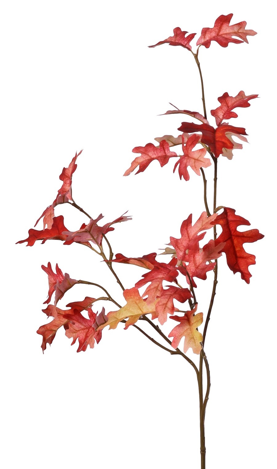 Oak branch (Quercus robur) 3x branched with 31 polyester leaves, 83 cm, RECYCLED