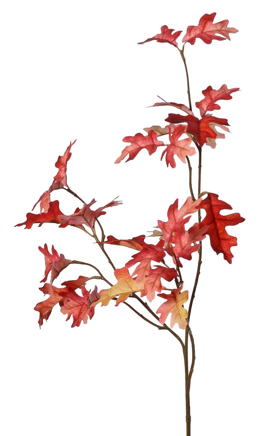 Rama de roble (Quercus robur) 3x ramificada con 31 hojas de poliéster, 83 cm, RECICLADA