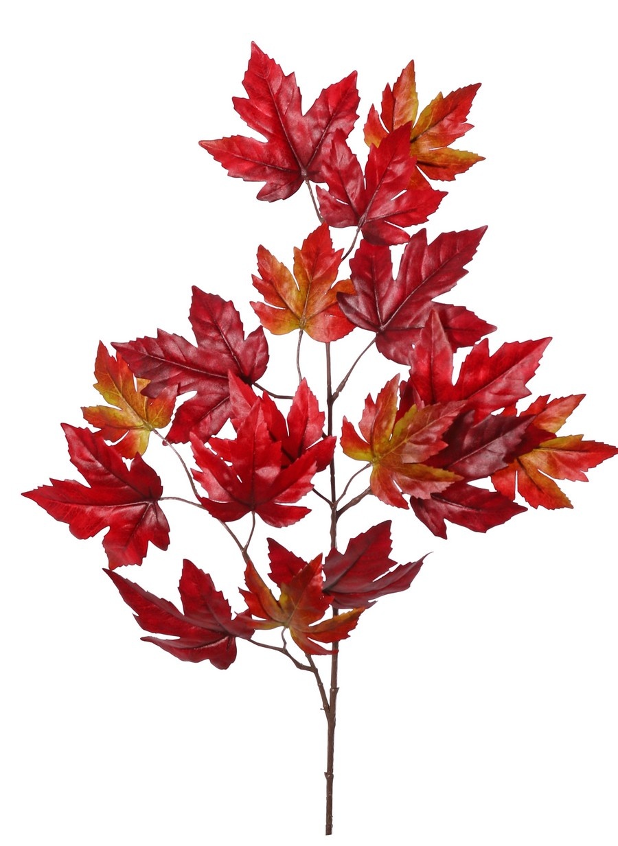 Rama de arce (Acer Branch) 2x ramificada con 17 hojas de poliéster, 90 cm
