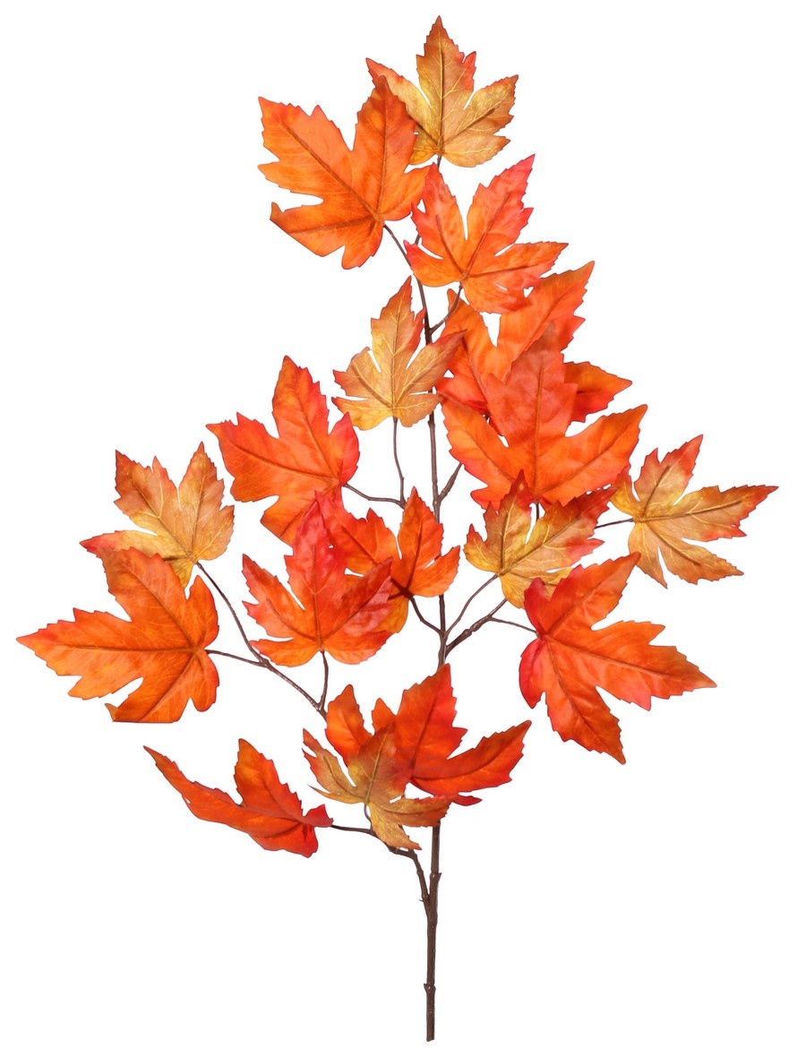 Rama de arce (Acer Branch) 2x ramificada con 17 hojas de poliéster, 90 cm