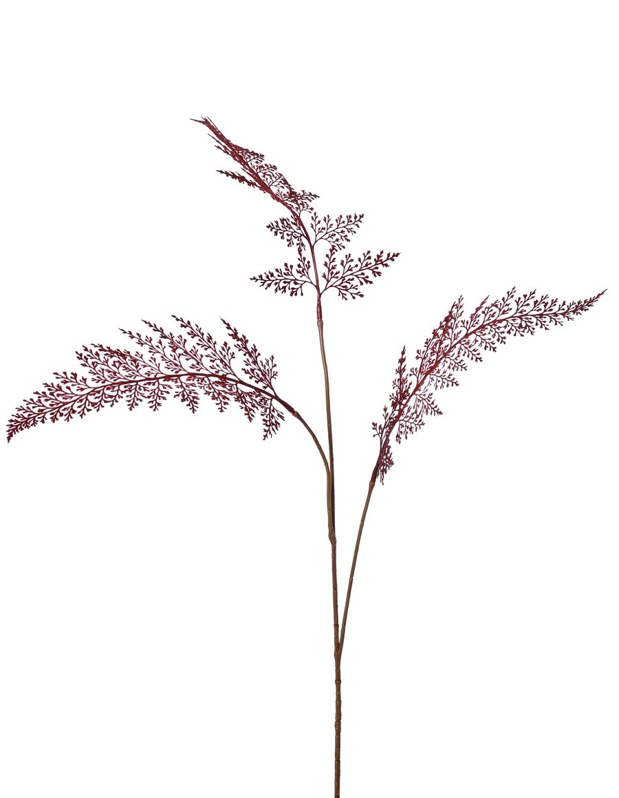 Rama de helecho 'Lace', 3 ramas con 3 hojas de helecho flocadas, 100 cm