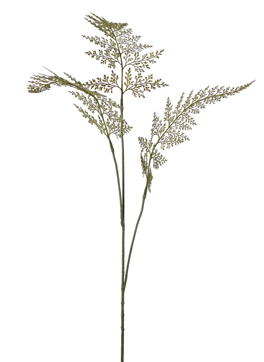 Rama de helecho 'Lace', 3 ramas con 3 hojas de helecho flocadas, 100 cm